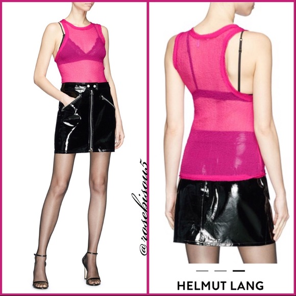 🆕{HELMUT LANG} Sheer Chiffon Asymmetric Arm Tank - Picture 4 of 6